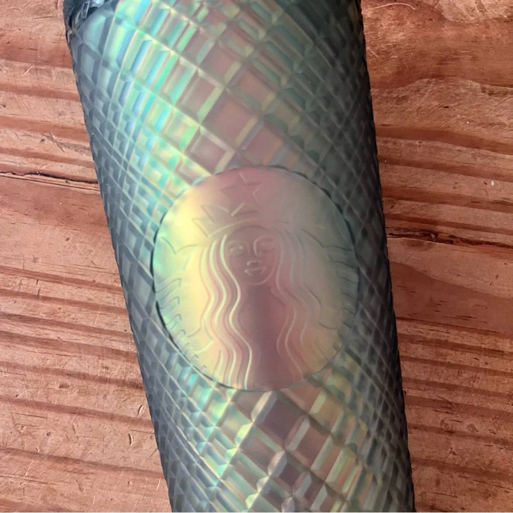 Fall 2023 Starbucks Soft Touch Jeweled Green/Gold Cold Cup Tumbler Venti 24oz